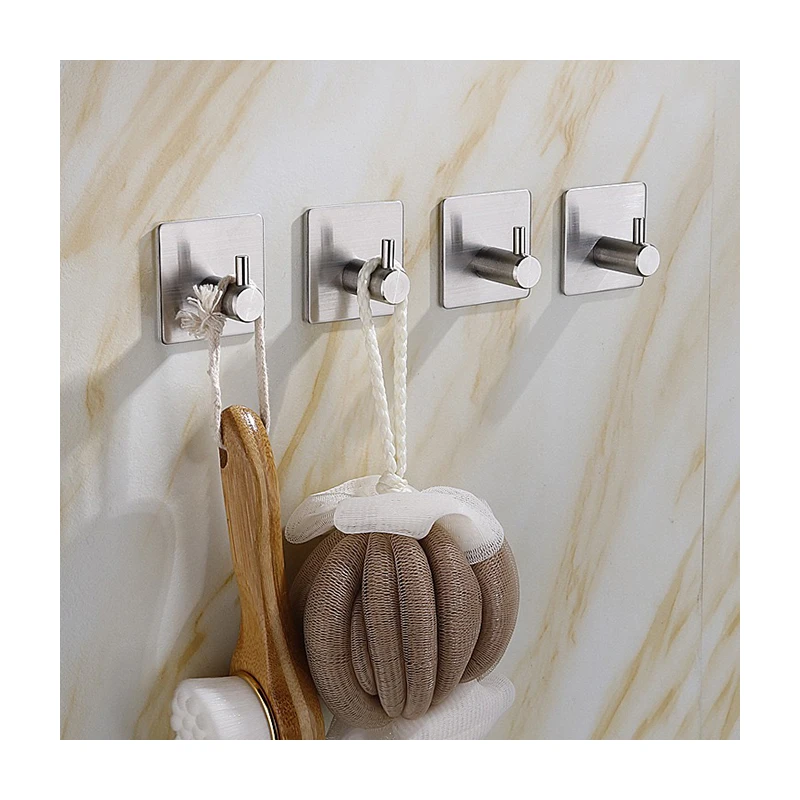Metal Waterproof 1/2/3/4 Door Hooks Stainless Steel Hanging Clothing Rack Hooks For Bathroom Kitchen