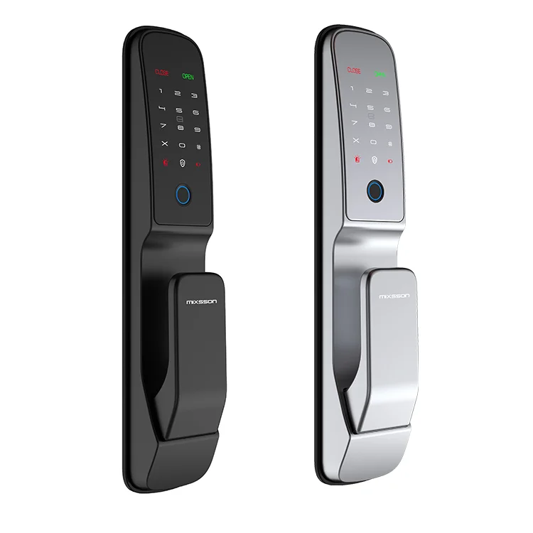 MIXSSON Tuya App Waterproof Biometric Fingerprint Recognition Fully Automatic Password Smart Door Lock Push Pull