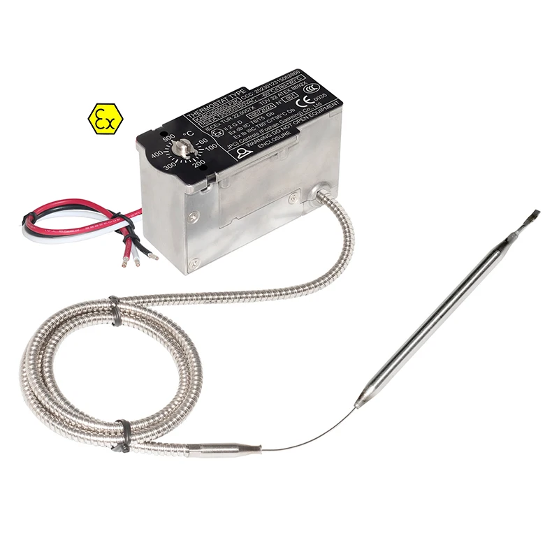 Explosion-proof temperature limiter, French technology, EX d, ATEX IECEx certified, -20 to 50°C, thermostat