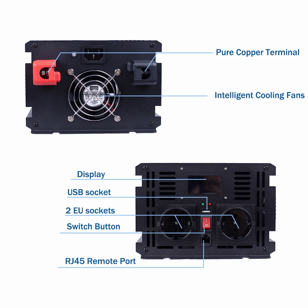 UPS Power Inverter 500W 3/4/5/6kw Solar Power Inverter DC 12V/24V/48V to AC 220V 50Hz Pure Wave Inverter For Solar Power System