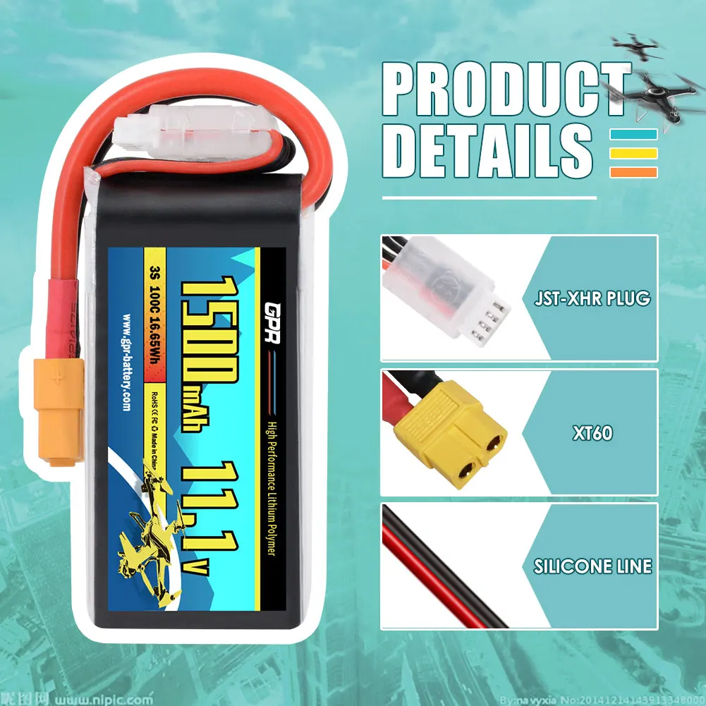 High Capacity Rechargeable Manufacturer RC Lipo Battery 3S 11.1V 1500mah lithium ion batteries battery for FPV drone aircraft