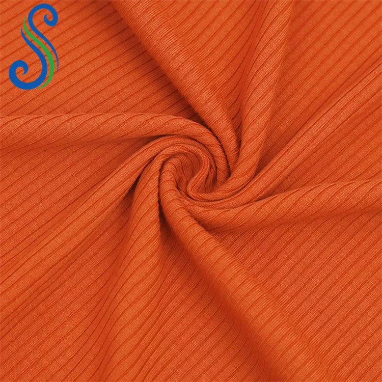 Wrinkle Resistant 4x2 Rib Bamboo Organic Cotton Spandex Knitted Fabric for Women Clothes