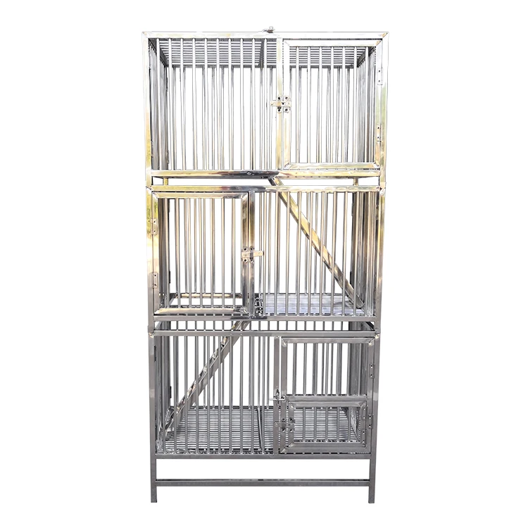 LIZE Stainless Steel Wire 3 Level Pet Cat Cage Outdoor Metal Cat Cages with wheels for sale