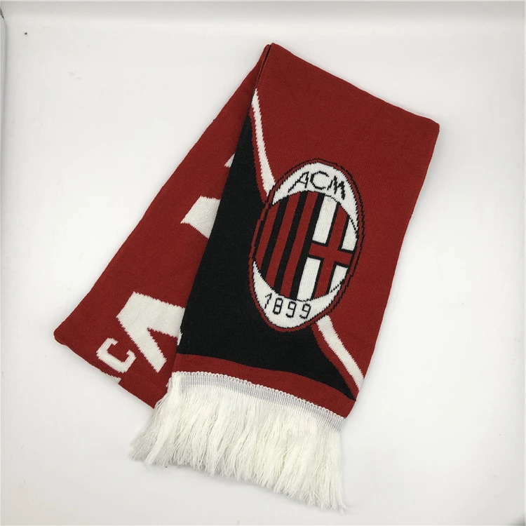 Wholesale Customized Logo Football Acrylic Knitted Fans Scarf Sport Team Decorative Custom Winter Scarf