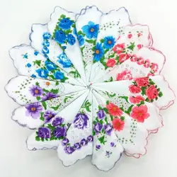 Cotton Handkerchief Floral Embroidered Fashion Women Handkerchiefs Flower Lady Hankies Mini Square Scarf Pocket Towel