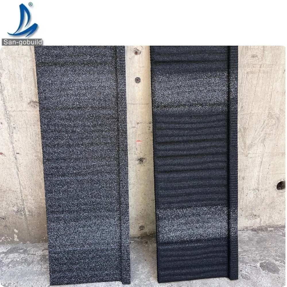 Shingle Black Patch White Color Alu-zinc Roofing Sheet Factory Price Venezuela Stone Coated Roof Tile