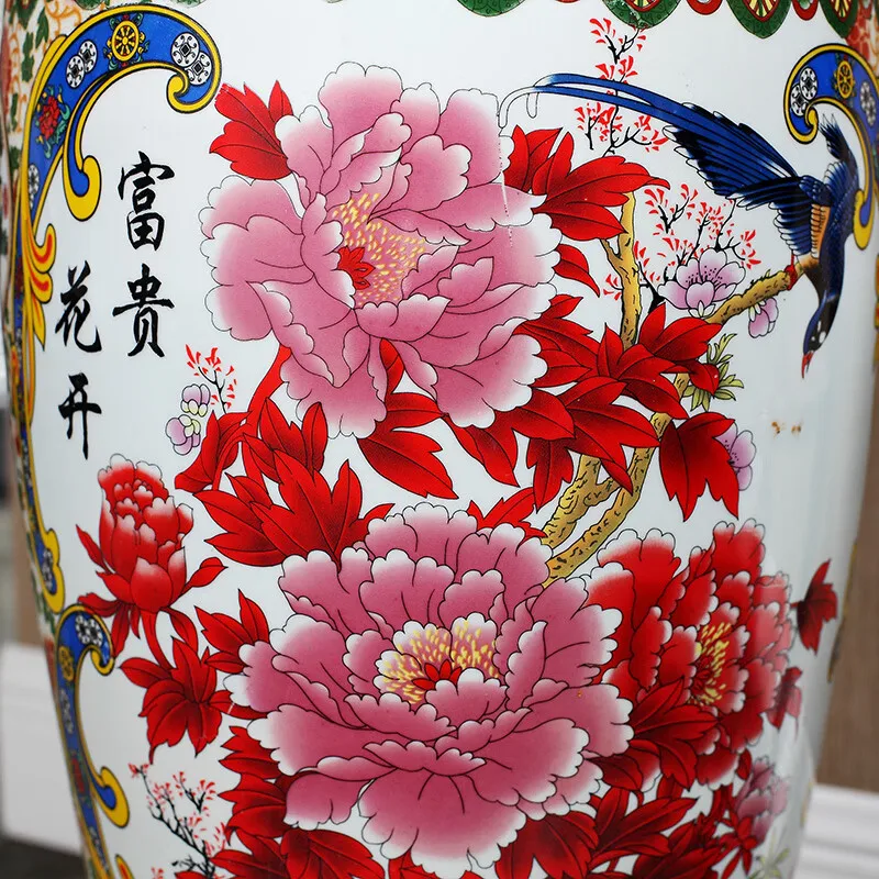 jingdezhen home decors ceramics Customized Cheap Chinese Floor Vases Cloisonne Large Ceramic Vases with Flower and Peony Pattern