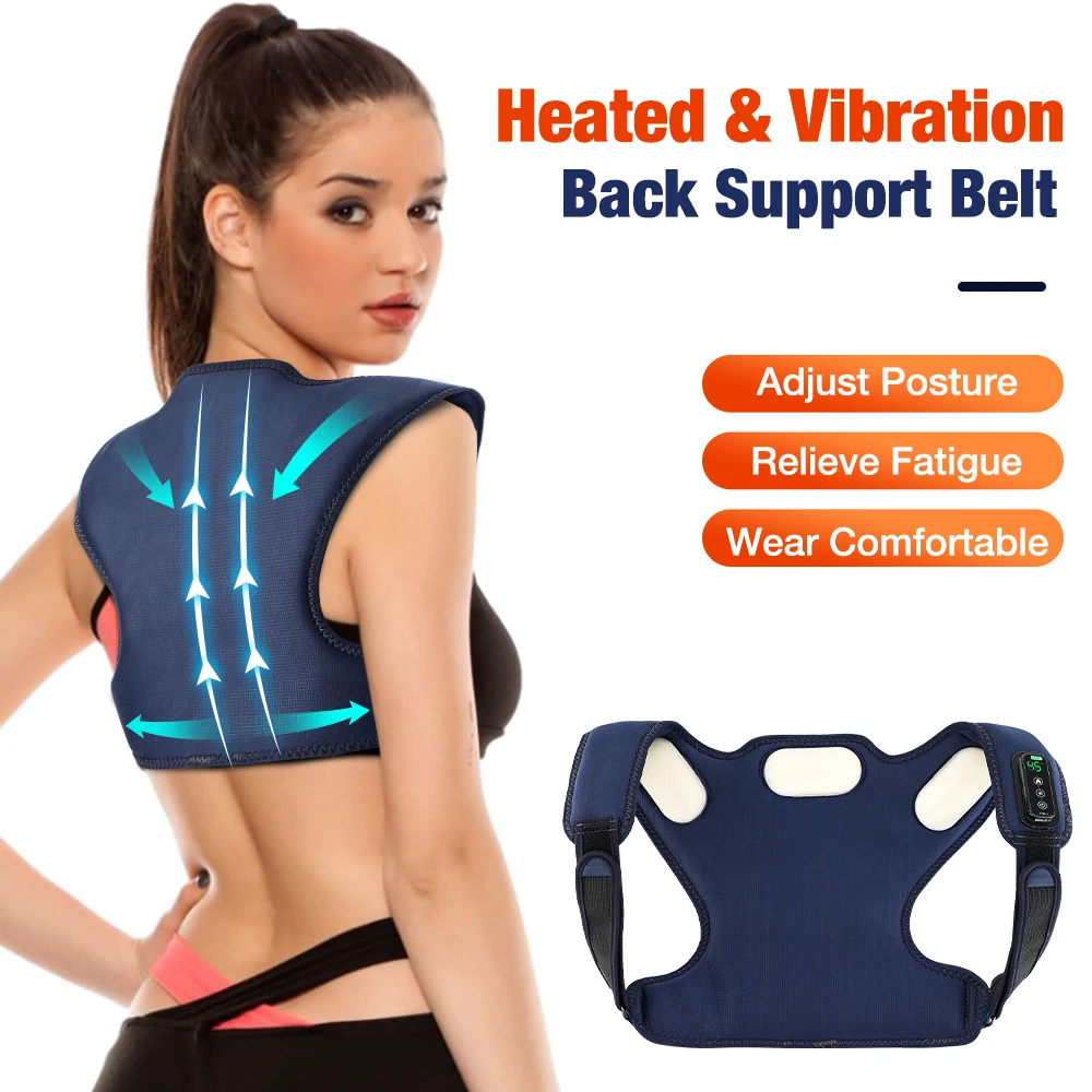 Intelligent Heating Vibration Neck Shoulder Massage Belt Electric Posture Corrector Back Support Massager