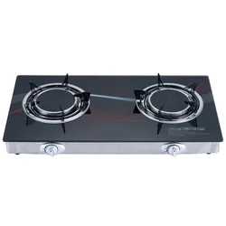 Thin linear print popular black new design commercial 2 burner glass top gas stove