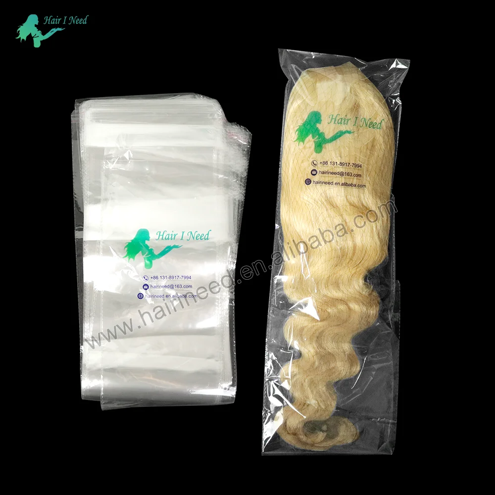 Plastic Bag Transparent PE Clear Poly Bags for hair Weave Wpp Self Adhesive Tape Seal