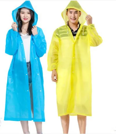 
EVA Promotional Raincoat Good Quality Custom waterproof Rain Coats Long Sleeve And Buttons raincoats for adults 