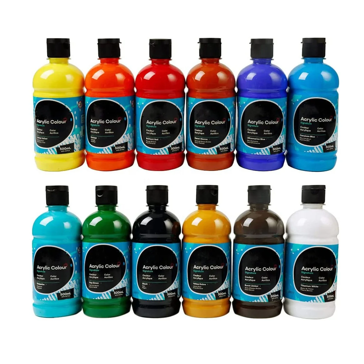 12 colors acrylic paints 500 ml (16.9oz) acrylic paints kit for canvas paints acrylic