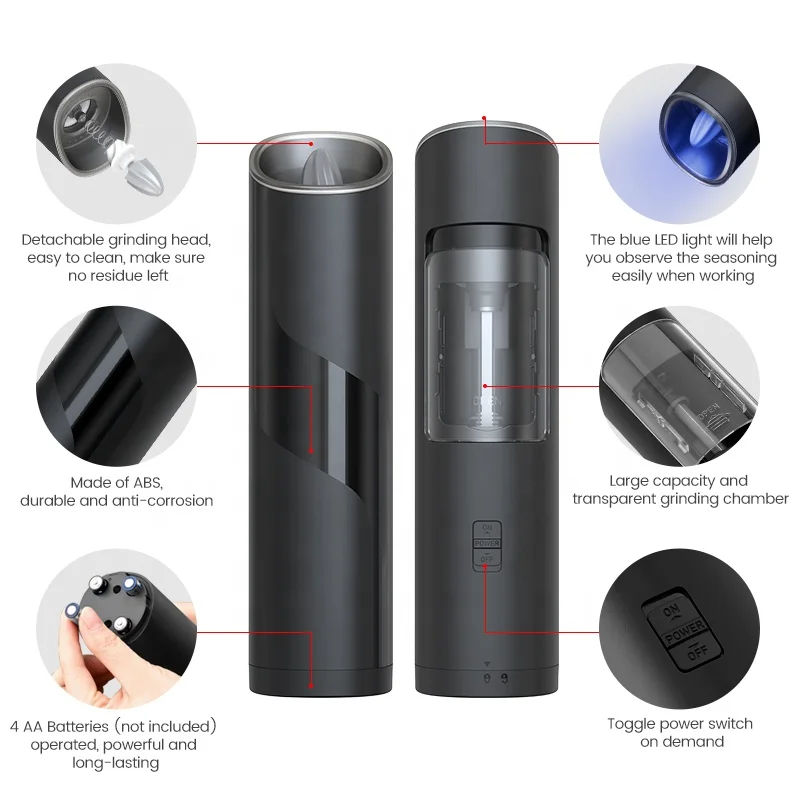 Hot Sale Kitchen Tools 85 ML Black Pepper Grinder Food Grade Gravity Pepper Grinder