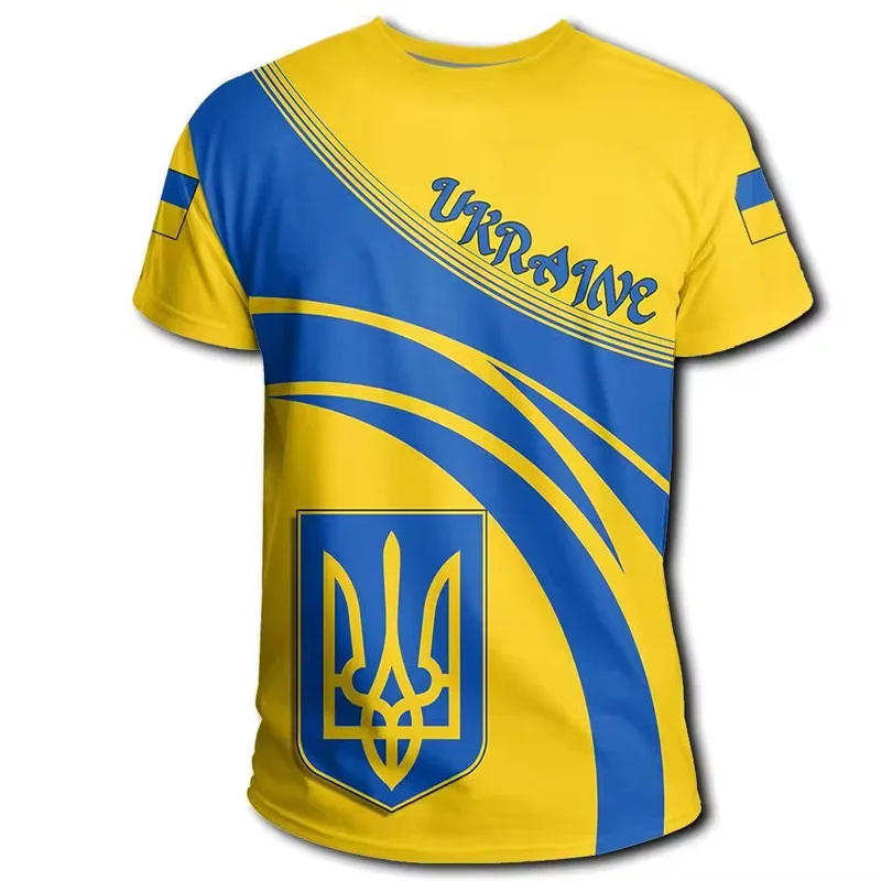 New Product Customization Breathable Quick Dry Fitness Top Ukraine Flag Male T Shirt With 100% Polyester