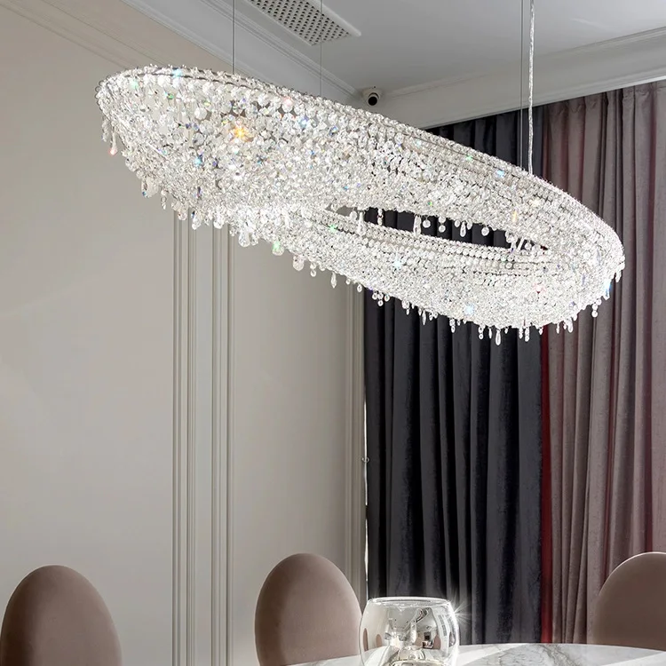 Modern Ceiling Hanging Light LED Clear Glass Chandelier Luxury Crystal Chandelier For Hotel Lobby Dining