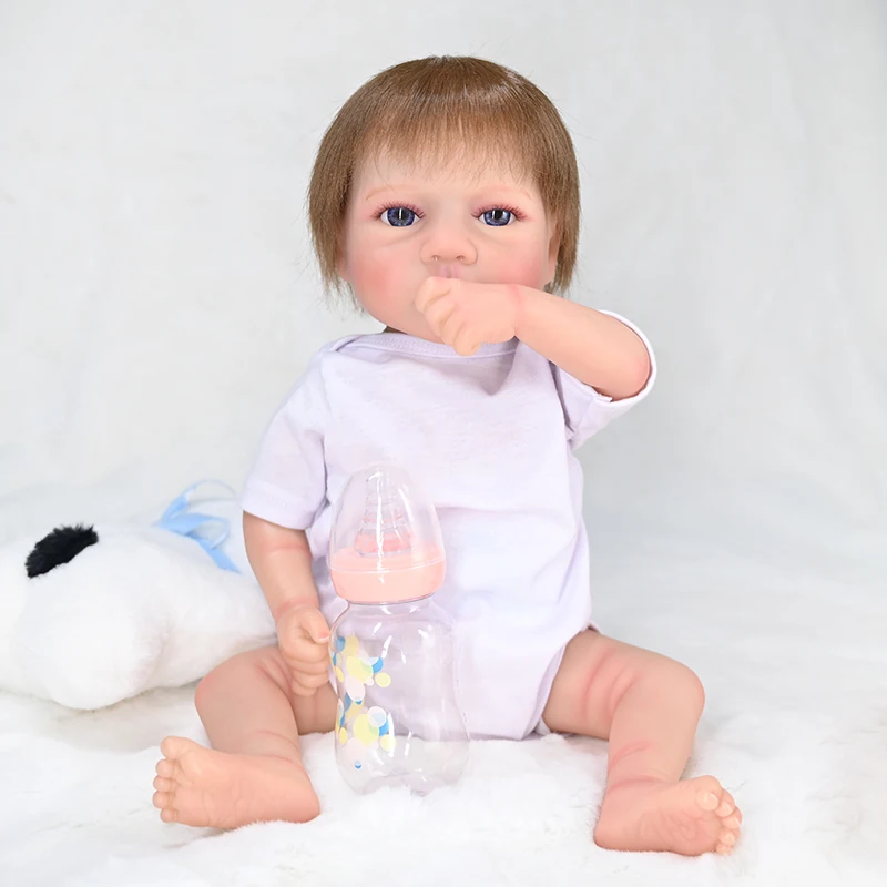 18inch Full Body Vinyl Reborn Baby Doll Meadow Newborn Baby Size Handmade Hand-root Hair 3D Painted Visible Veins Real Pictures