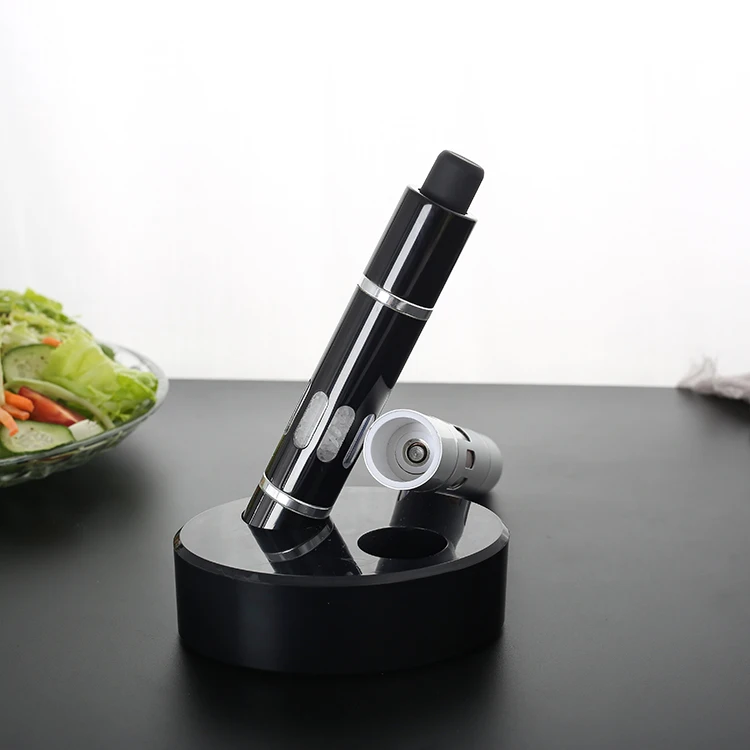 Stainless steel electric salt and pepper mill set battery operated salt and pepper grinder set one hand operated