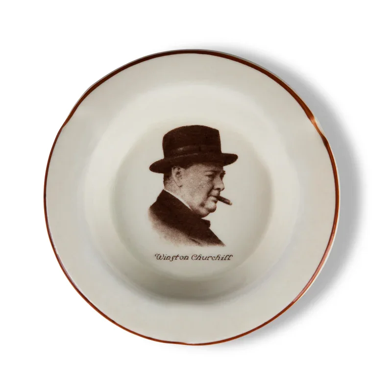 Vintage Winston Portrait Glod Rim Porcelain Cigar Ashtray