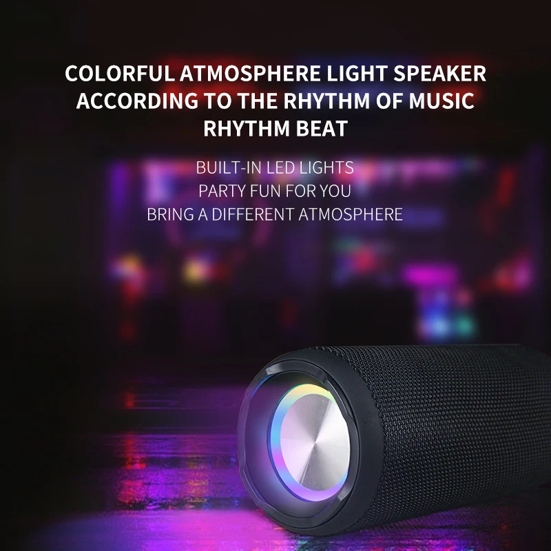 CYB-S7X IPX6 15w dual speaker with high power output built-in 2400mAh large capacity battery/LED lighting for outdoor