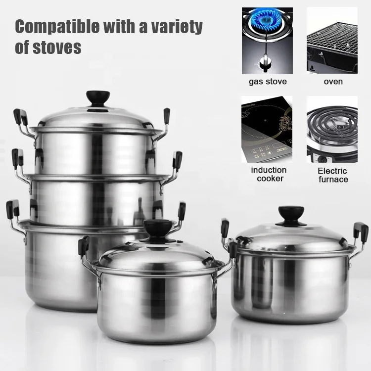 Shopee Hot продажа низкая цена 10 штук кухонная посуда caserole комплект кастрюлю набор наборы посуды из нержавеющей