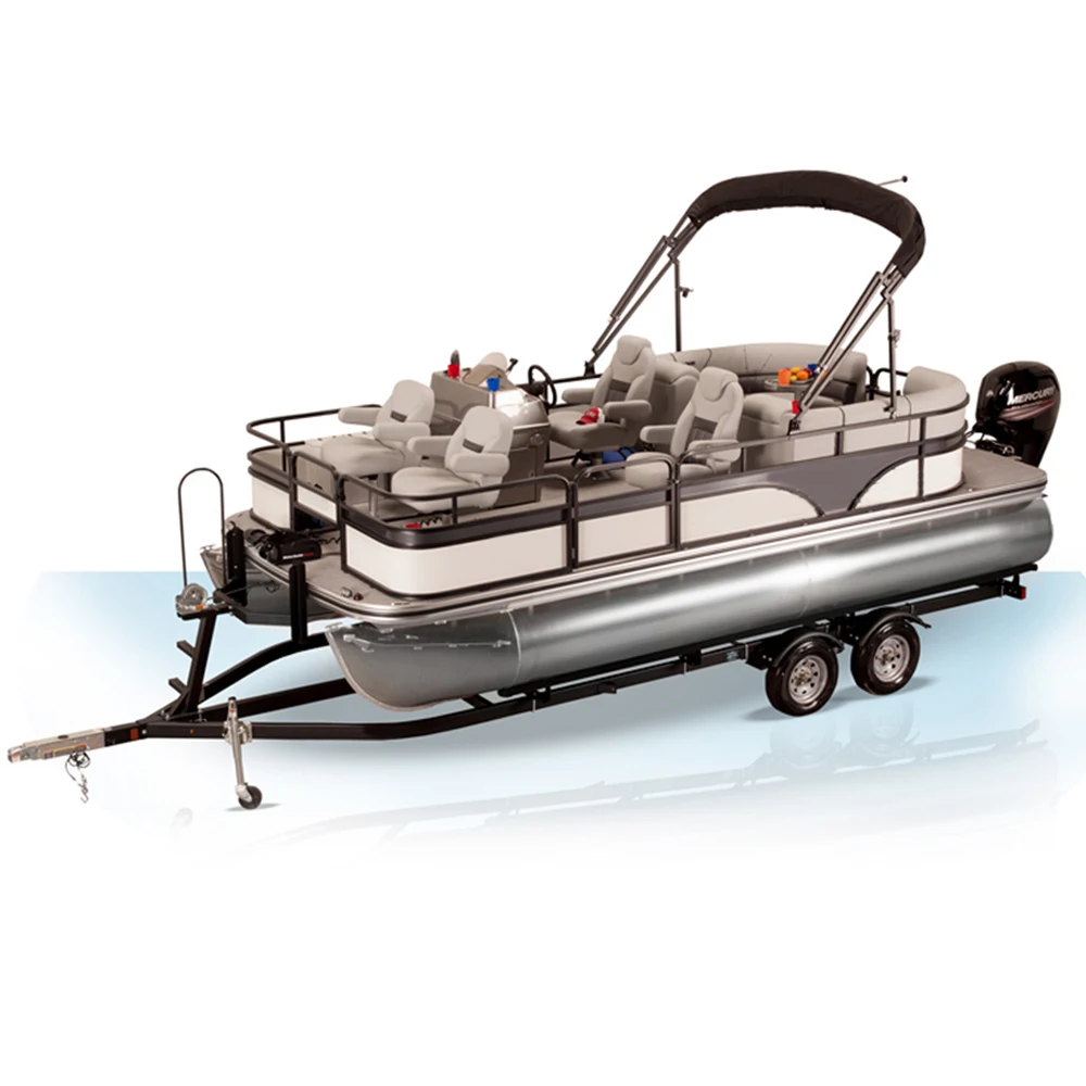Kinocean 19ft Mini Outboard Aluminum Fishing Pontoon Boat Electric Engine Combo Set for Surfing and Outdoor Sports