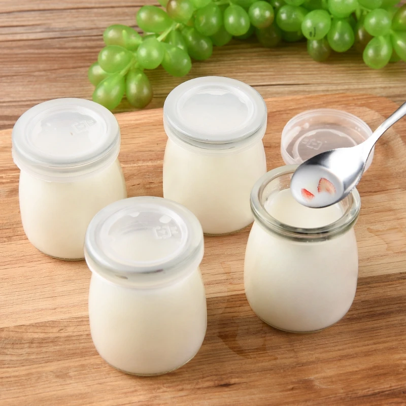 Yoghurt Jars Glass Pudding Bottles With Lid For Yogurt Milk Jam Cute Cartoon Heatresistant Class Bottle