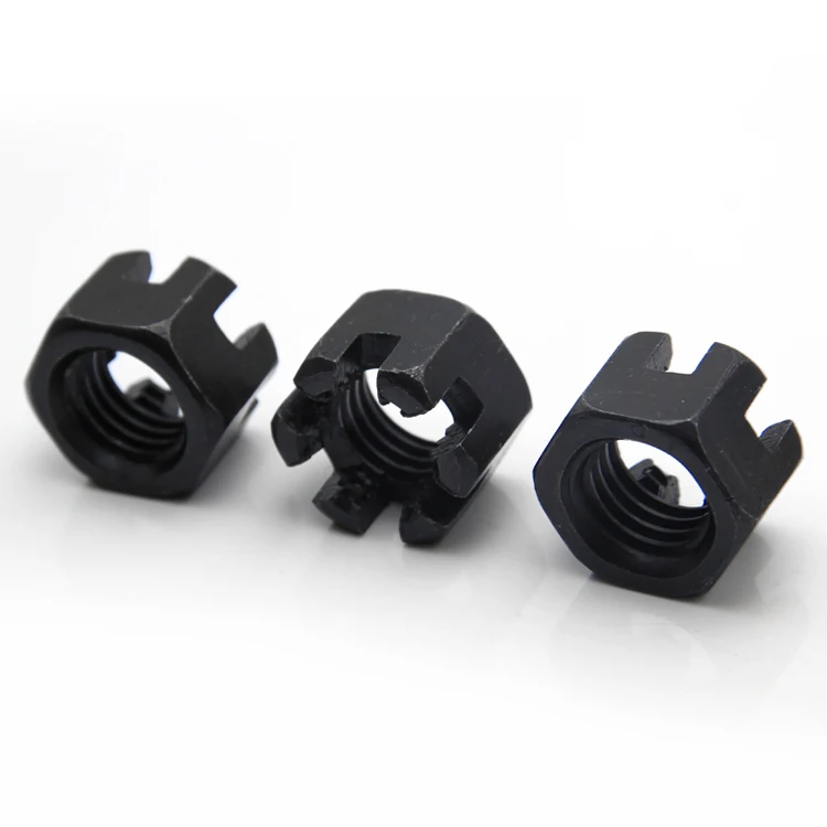 Factory Wholesale Price Hexagon Slot Nuts Carbon Steel Slotted Castle Nut Black Oxide Hex Slotted Nuts