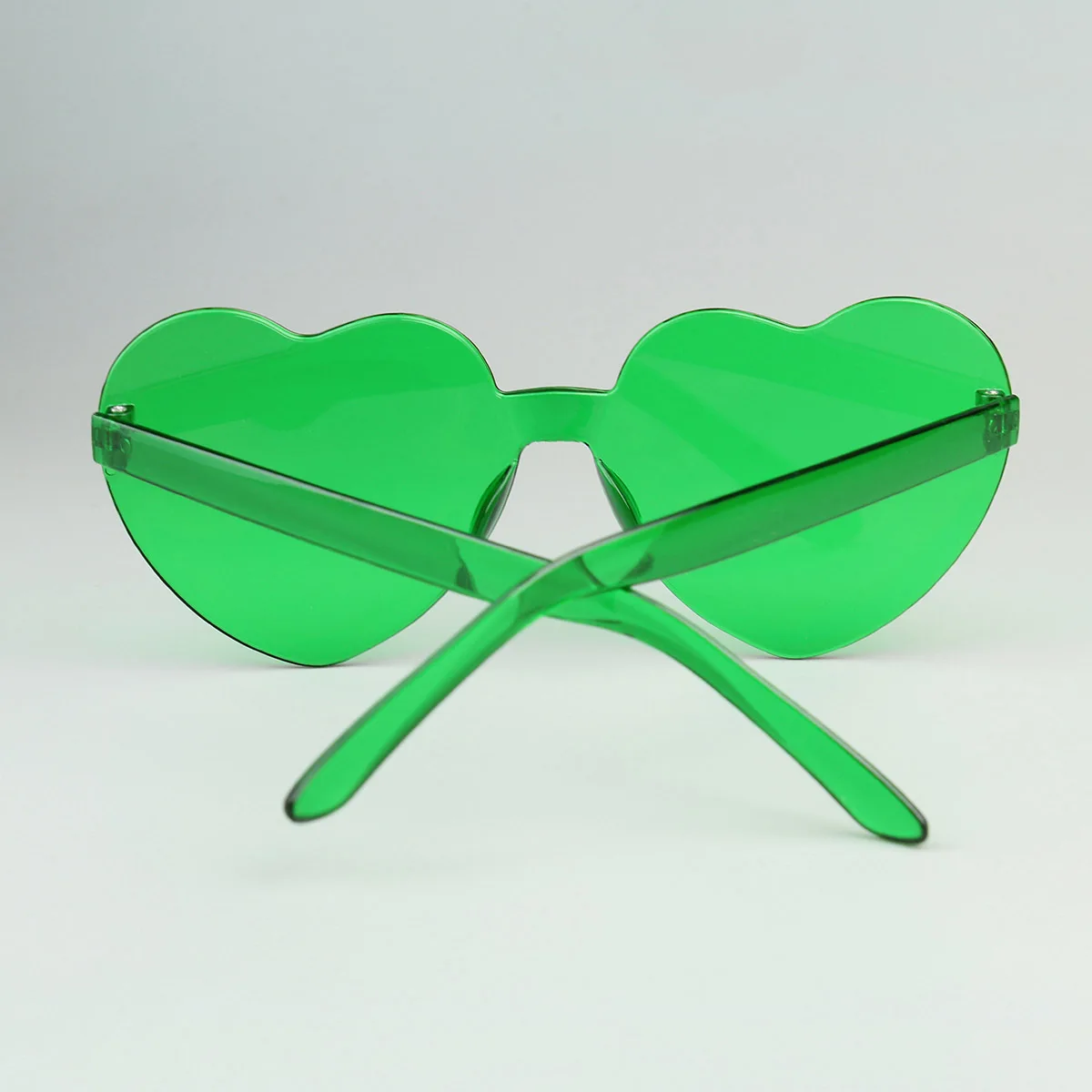 Heart Shape Eyewear Rimless Transparent Heart Glasses Colorful Party Favors Frameless Sun Glasses Green Heart Sunglasses