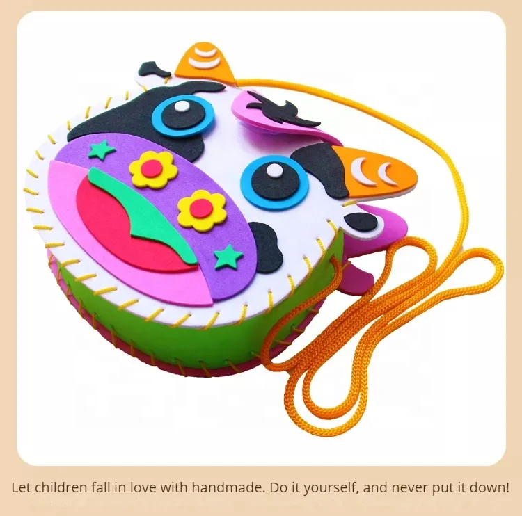 Eva Foam Sewing Bags Children DIY Handmade Craft Kids Sewing Kit Children Diy Hand-stitched Handbag