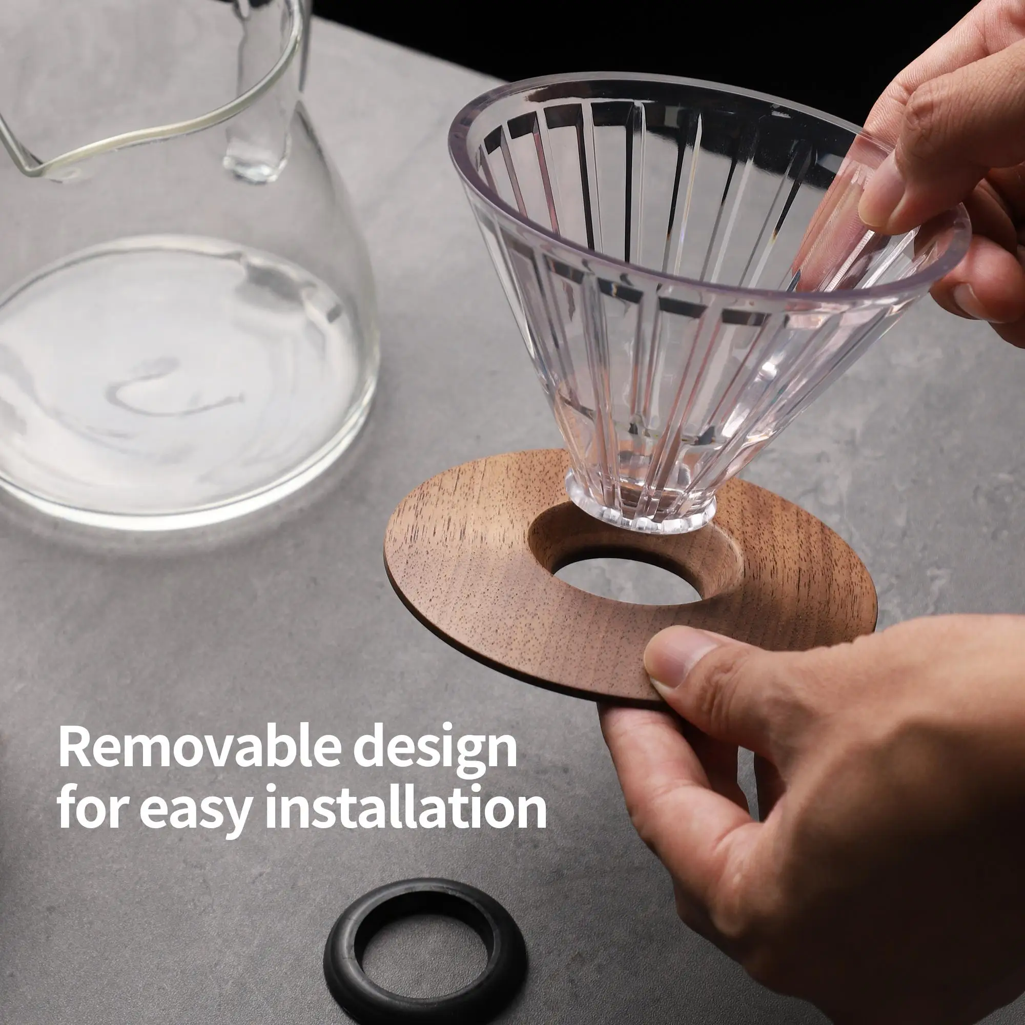 Pour-over Coffee Dripper ABS Fiter Cup Walnut Base Driper Home-use Filter Cup 1-2 Cup Coffee Filter