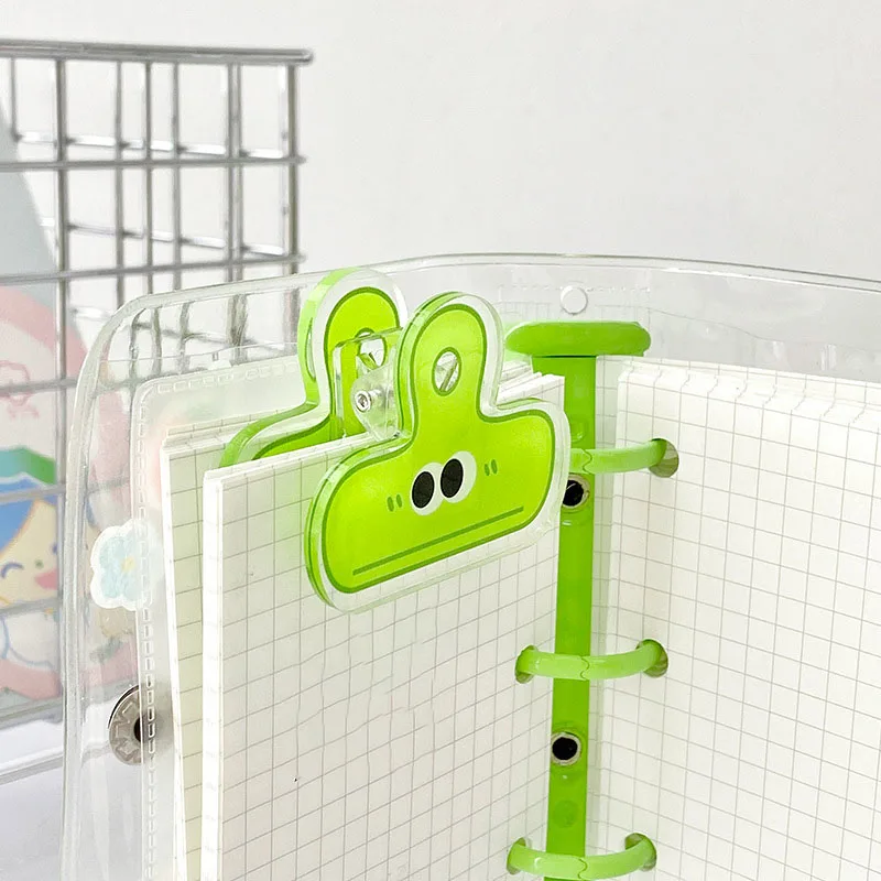 Wholesale 45*35mm Cute Paper Clamps Clips Cartoon Big Eyes Acrylic Memo Clip Clear Plastic Binder Clip