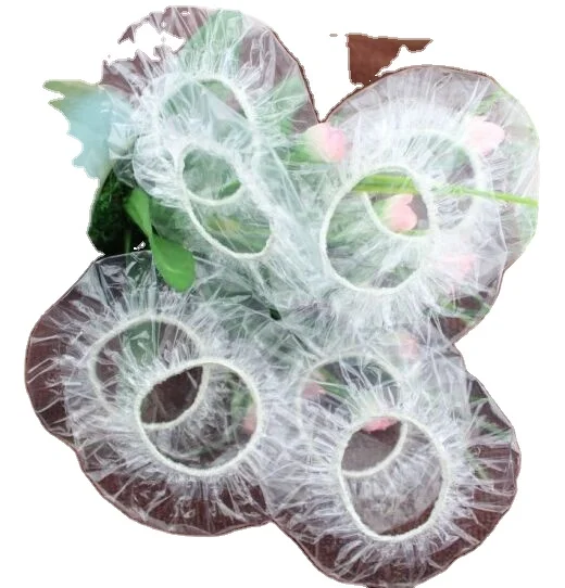 cheap hot selling Waterproof plastic PE point shower cap for women