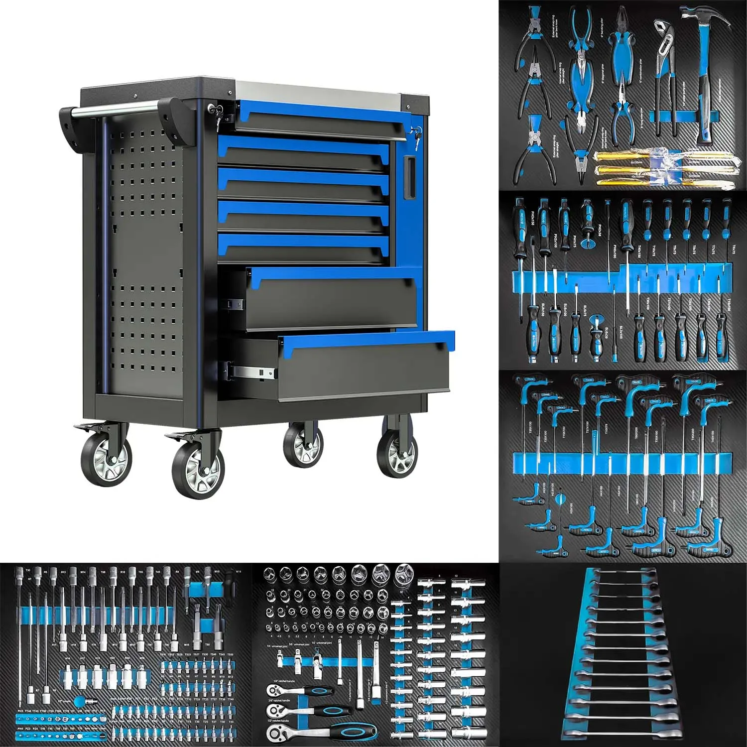 Bonroy Auto Repair Lockable Seven-Drawer Garage Storage Multi-functional Iron Tool Cabinet With Drawers