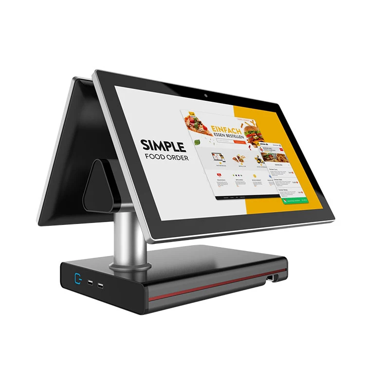 Windows os dual screen cash register machine 15.6 inch all-in-one restaurant touch screen cash register