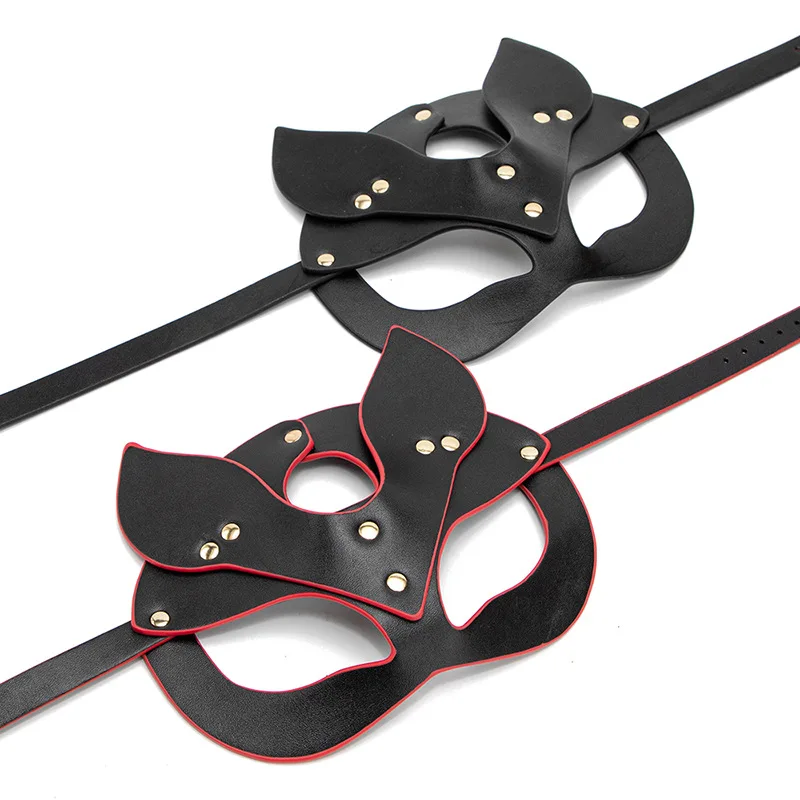 Women Leather Kitten Masquerade Cosplay Halloween Party Costume Props Cat Mask