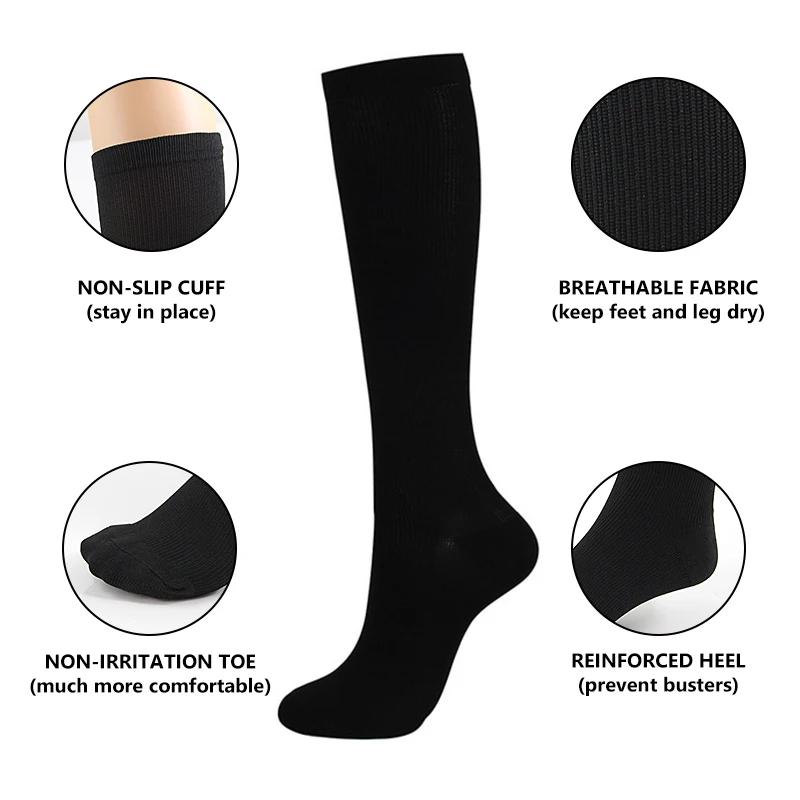 Pressure Varicose Vein Stocking Knee High Leg Support Solid Color Compression Stockings