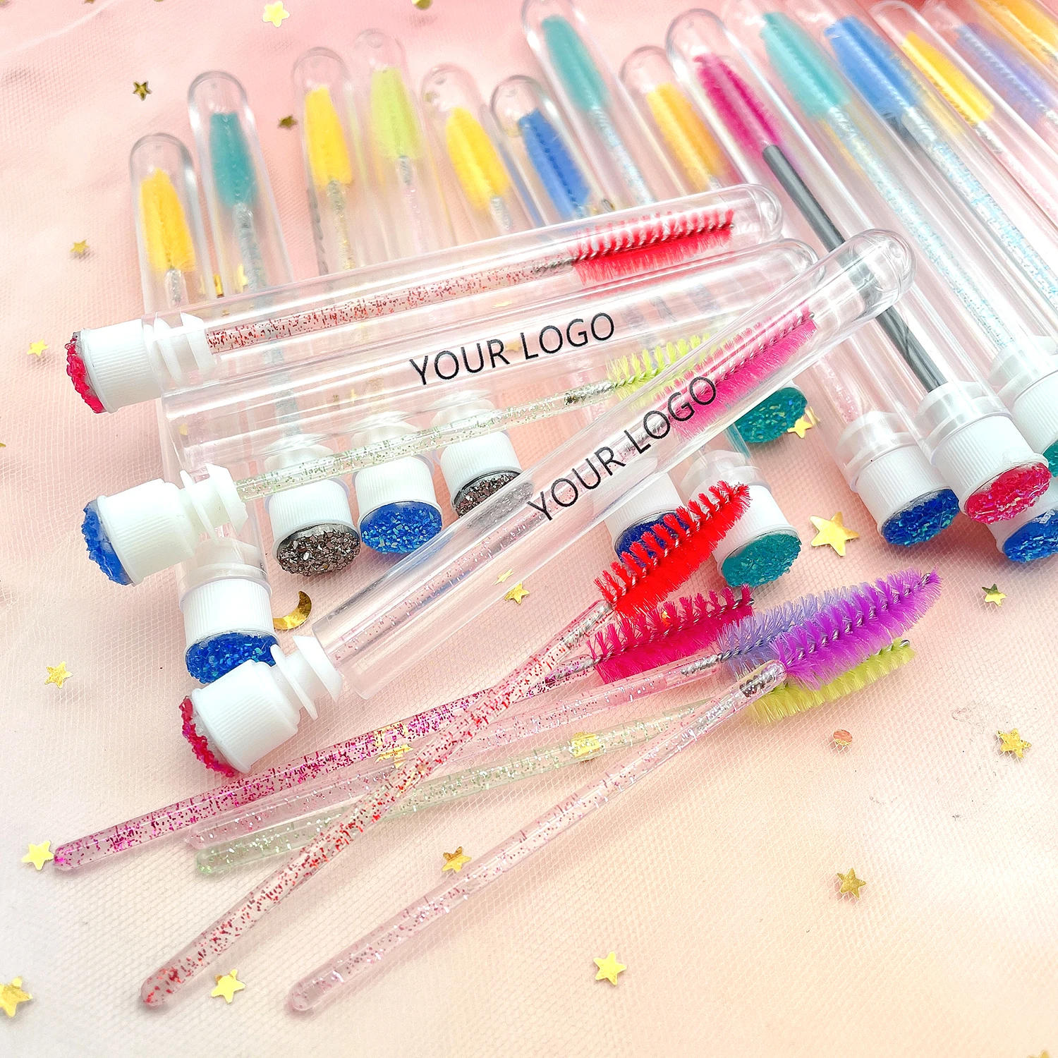 Lashdoll  Eyebrow Brush Disposable Lash Brush, Private Label Eyelash Mascara Makeup Brushes InTubes Keychain