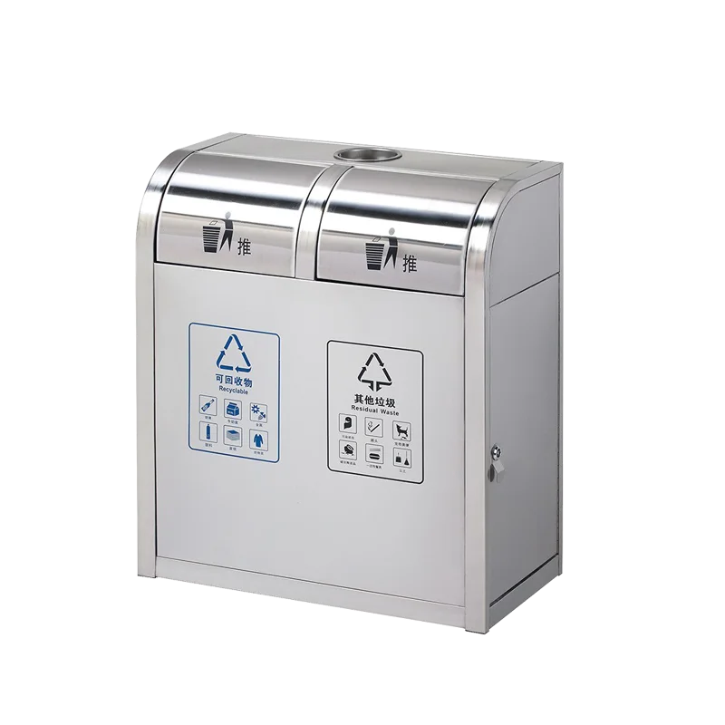 Классификационный мусорный бак из нержавеющей стали открытый с качающейся крышкой большой для Утилизации Мусорных