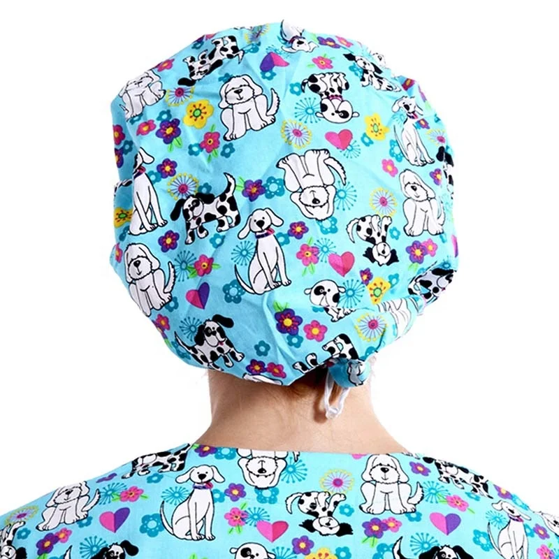 ANNO Woven Head Clip Color Surgical Hats Print Doctors Hair Medical Nurse Operating Room Caps