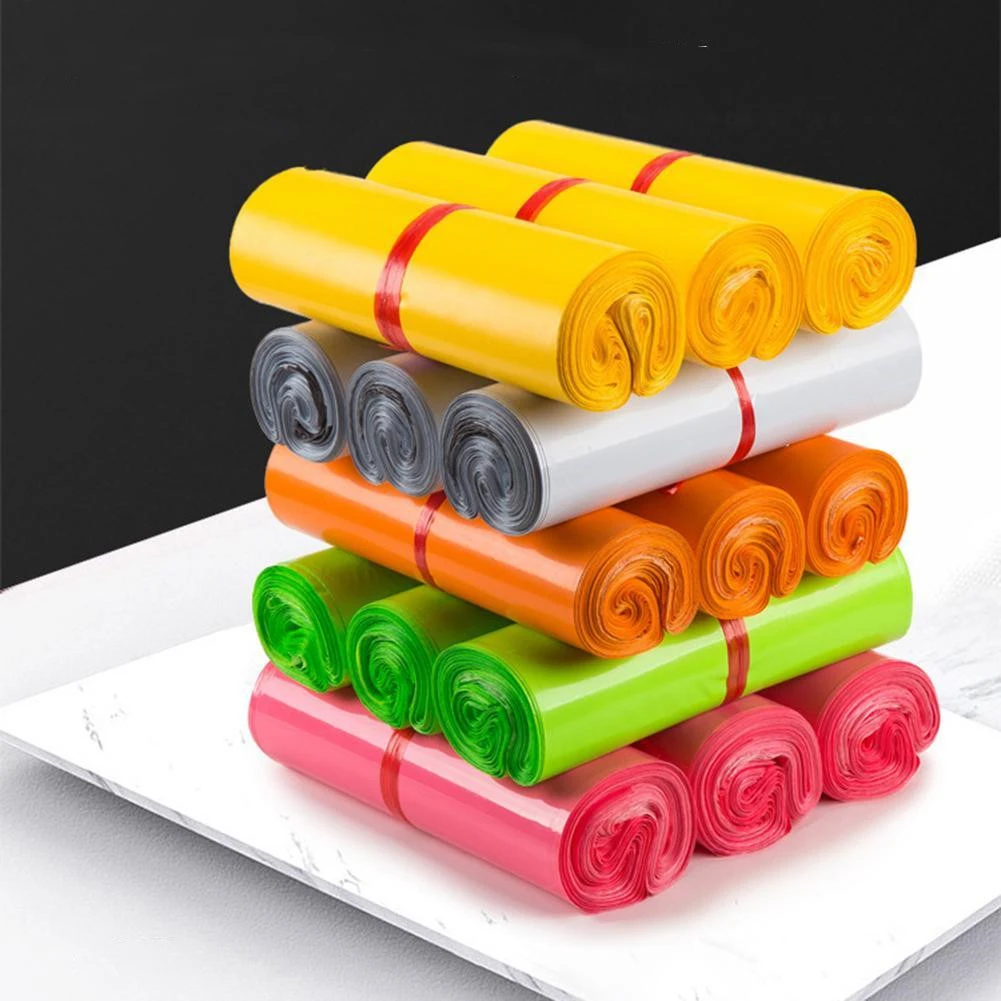 100pcs Disposable Courier Bags Colorful Waterproof Self Adhesive Express Bags Shipping Envelope Mail Bags Seal Plastic Pouches