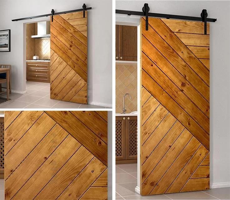 Residential Wooden Sliding Glass Barn Door Solid Wood Interior Double Timber Sliding Barn Doors