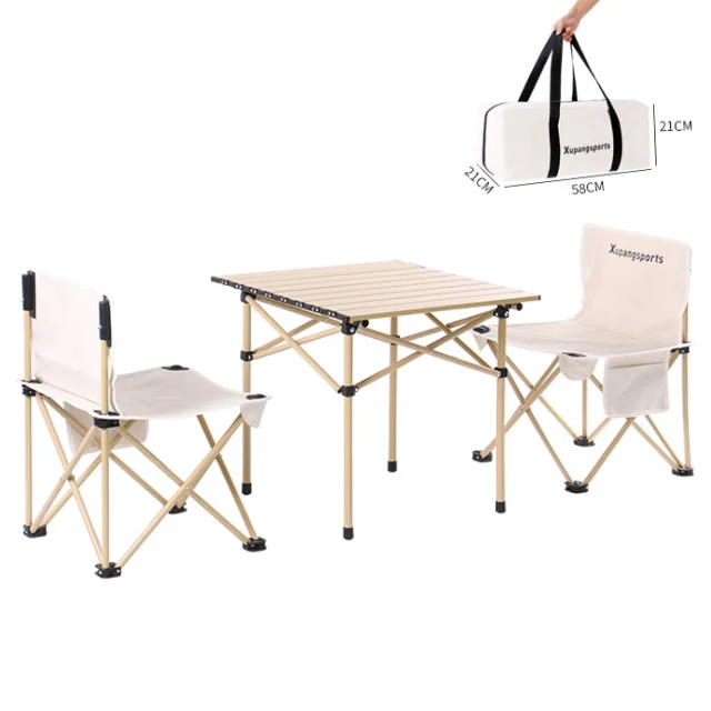 
Portable Foldable Aluminum Outdoor BBQ Camping Table and Chair Set for 2 Person 