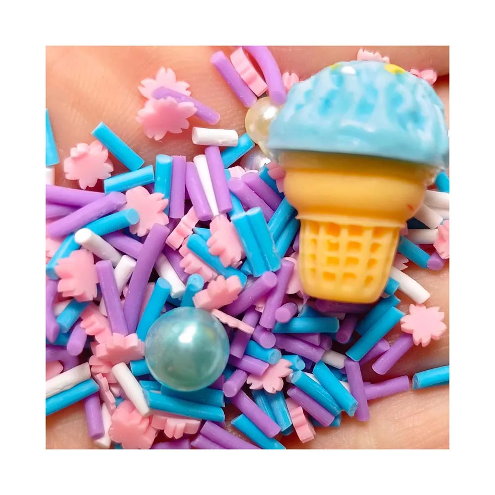 Fashion Icecream Cone Resin Cabochons Cherry Blossom Clay Slices for Phone Case Decoration Jewelry Making Accessory