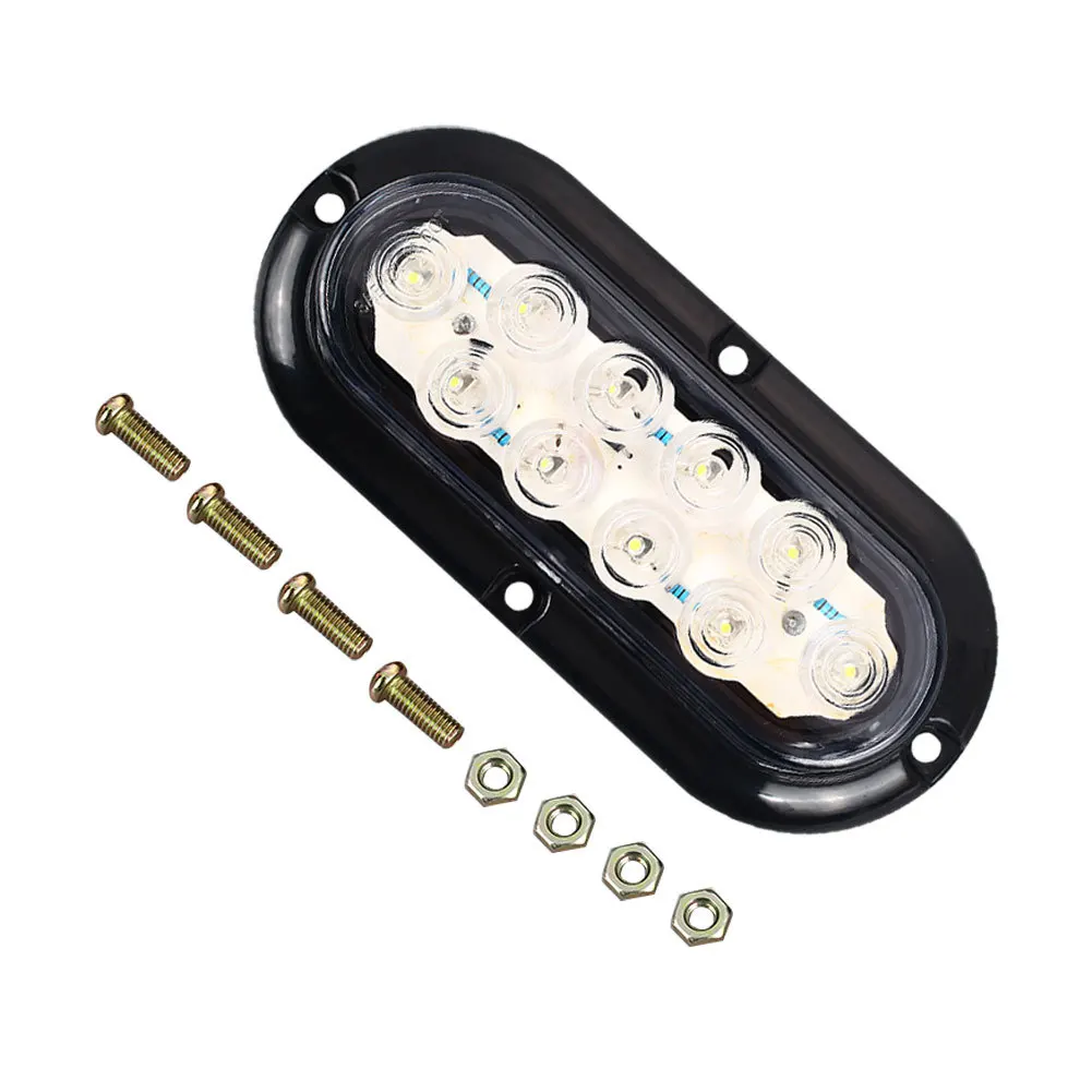 
Universal 6 inch 12V 10LED Truck Tail Light Rear Stop Brake Reverse Light Turn Signal Warning Lamp LED Oval Trailer light 