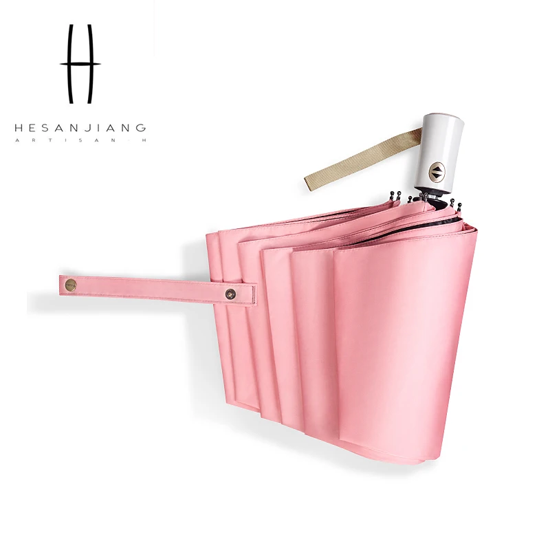 Custom logo automatic open windproof umbrella 3 folding black uv coating explosion-proof umbrella for adults