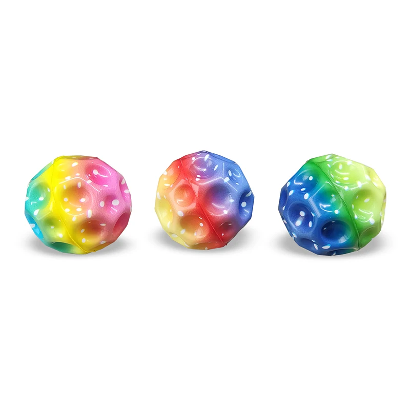 Moon Ball Manufacture 6.3cm 6.5cm PU Foam Pop Hopper Jumping Colorful High Bouncing Rubber Balls