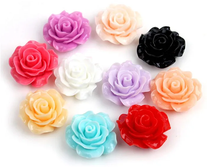 resin rose cabochon DIY Mixed Lots Resin Rose Flowers Cabochons Cameo Flat Back
