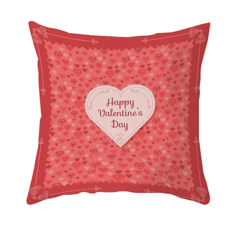 
Red Love Heart Cushion Cover Polyester Lovers Wedding Valentines Day Decor White Pillows Throw Waist Pillowcase/ 