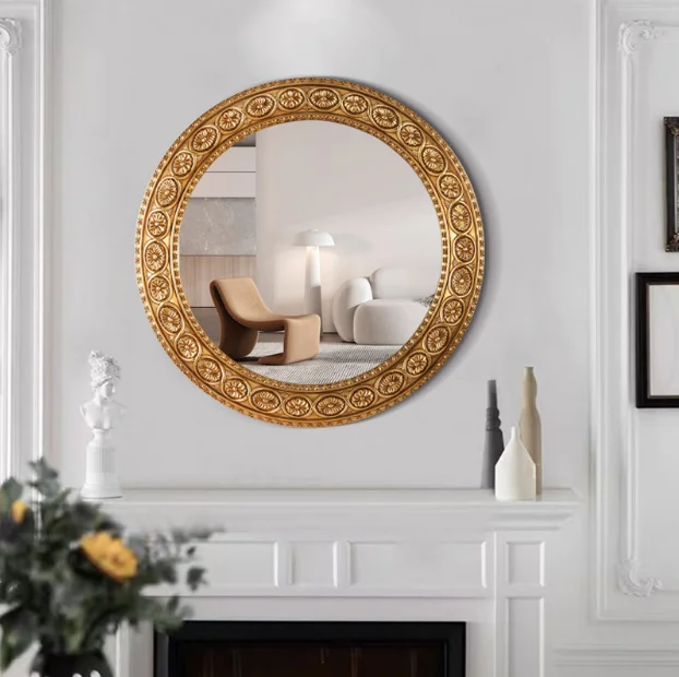 Bucks Home European Oval Hollow Bathroom Mirror Vanity Mirror Wall Hanging Porch Decorative Mirror