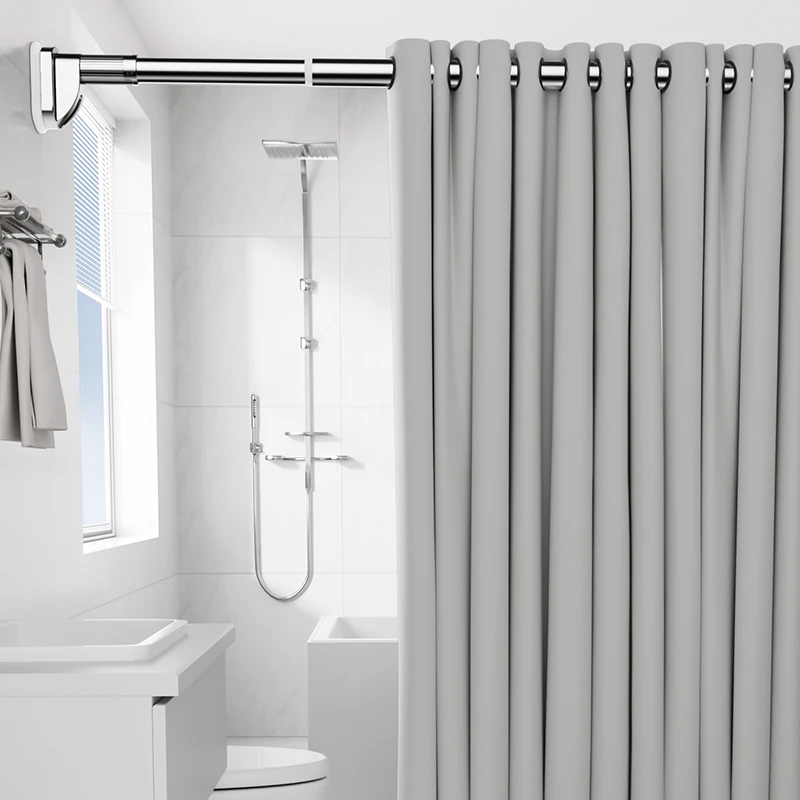 Straight Metal Adjustable Rod Tube Curtain Shower Poles for Bathroom Bathing Room Divider